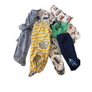 5 Pc Lot Newborn 0/3 Months Sleeper Lot One Piece Pjs Baby Boy Kids Bundle